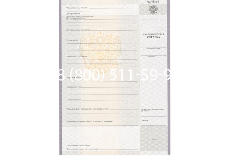 Купить Академическая справка образца 2010-2011 год для колледжа в Курске