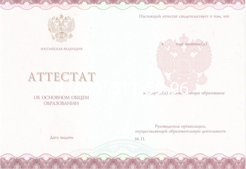 Купить Аттестат за 9 класс 2014-2024 года в Курске